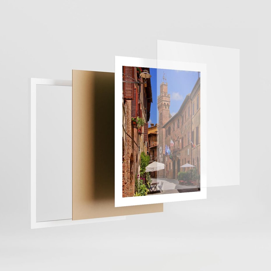Plakat w ramie 40x50 - Urok włoskich uliczek - włoskie, uliczki - rama biała
