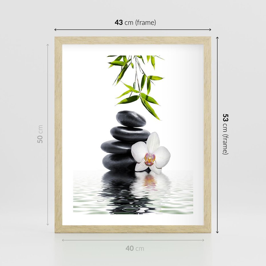 Plakat w ramie 40x50 - Orchidea w Spa - spa, orchidea - rama drewno