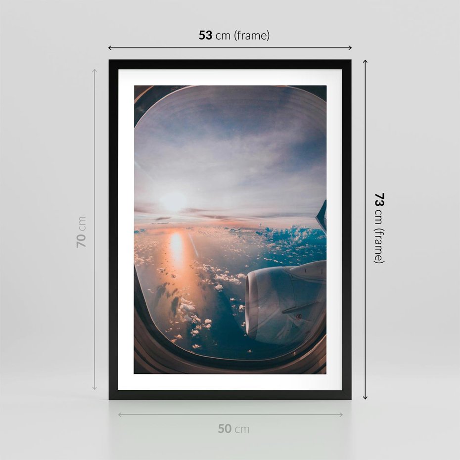 Plakat w ramie 50x70 - Widok z Góry - fotografia, zdjecie z okna samolotu - rama czarna