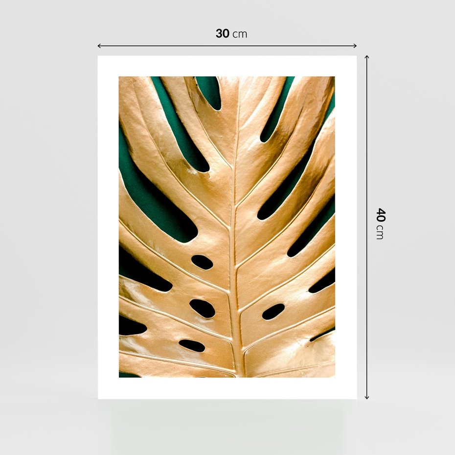 Plakat bez ramy 30x40 - Piękno i Styl - złote, liście