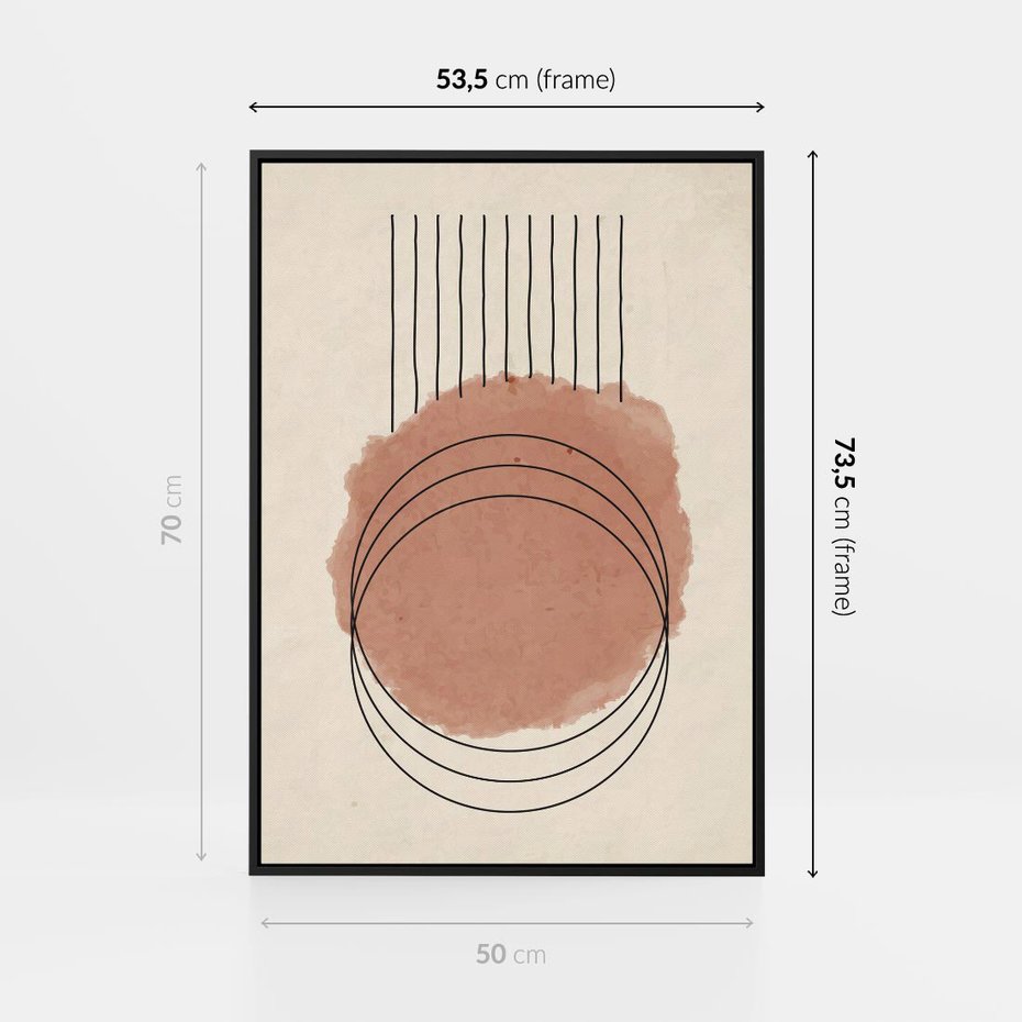 Obraz w ramie 50x70 - Migotliwe Kontury - akwarelowa plama, geometryczne szkicowane kształty - rama czarna