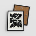 Plakat w ramie 40x50 - Ruchome szkicowe odbicia - czarno biała grafika, roślinność - rama czarna