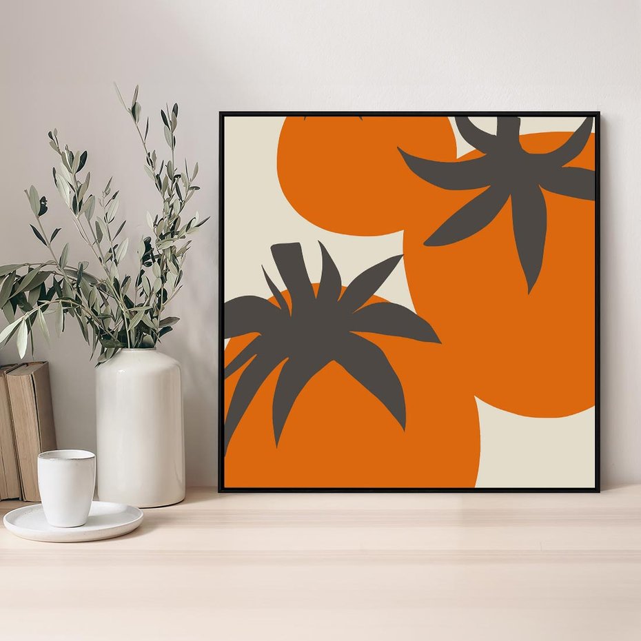 Obraz w ramie 50x50 - Jadalne Kształty - nowoczesny plakat do kuchni, pomidory - rama czarna