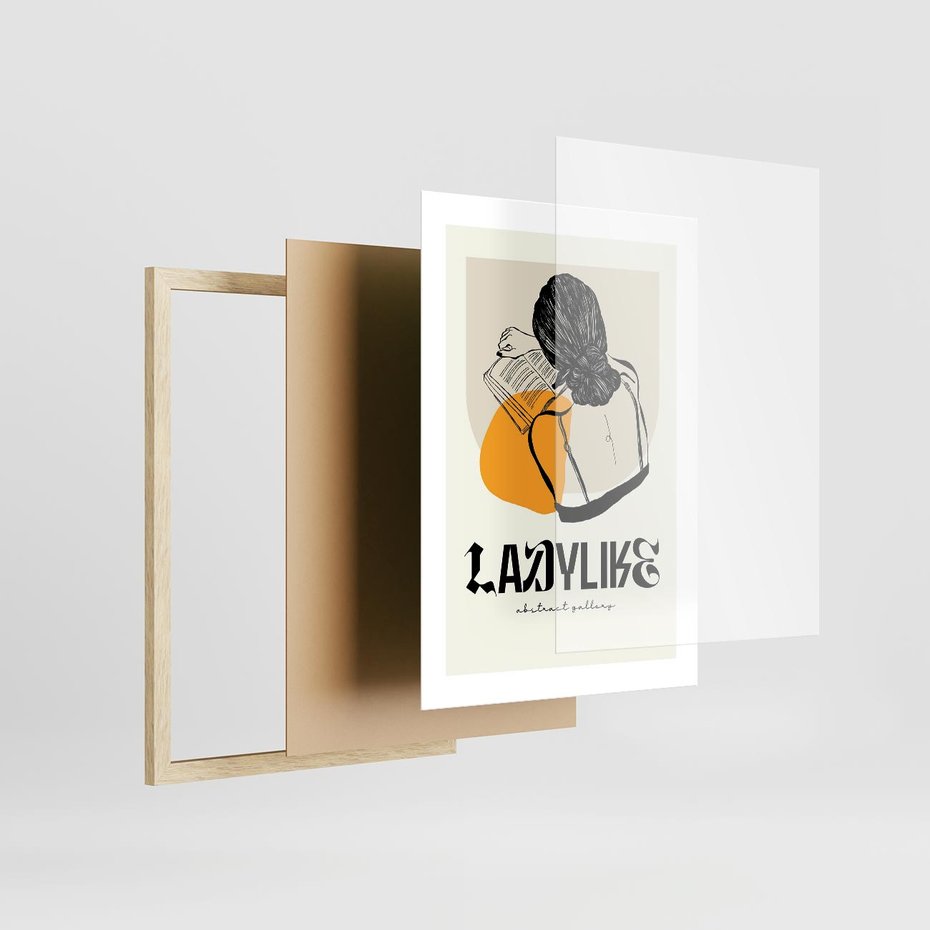 Plakat w ramie 30x40 - Kobiecość w Literach - grafika, nowoczesność - rama drewno