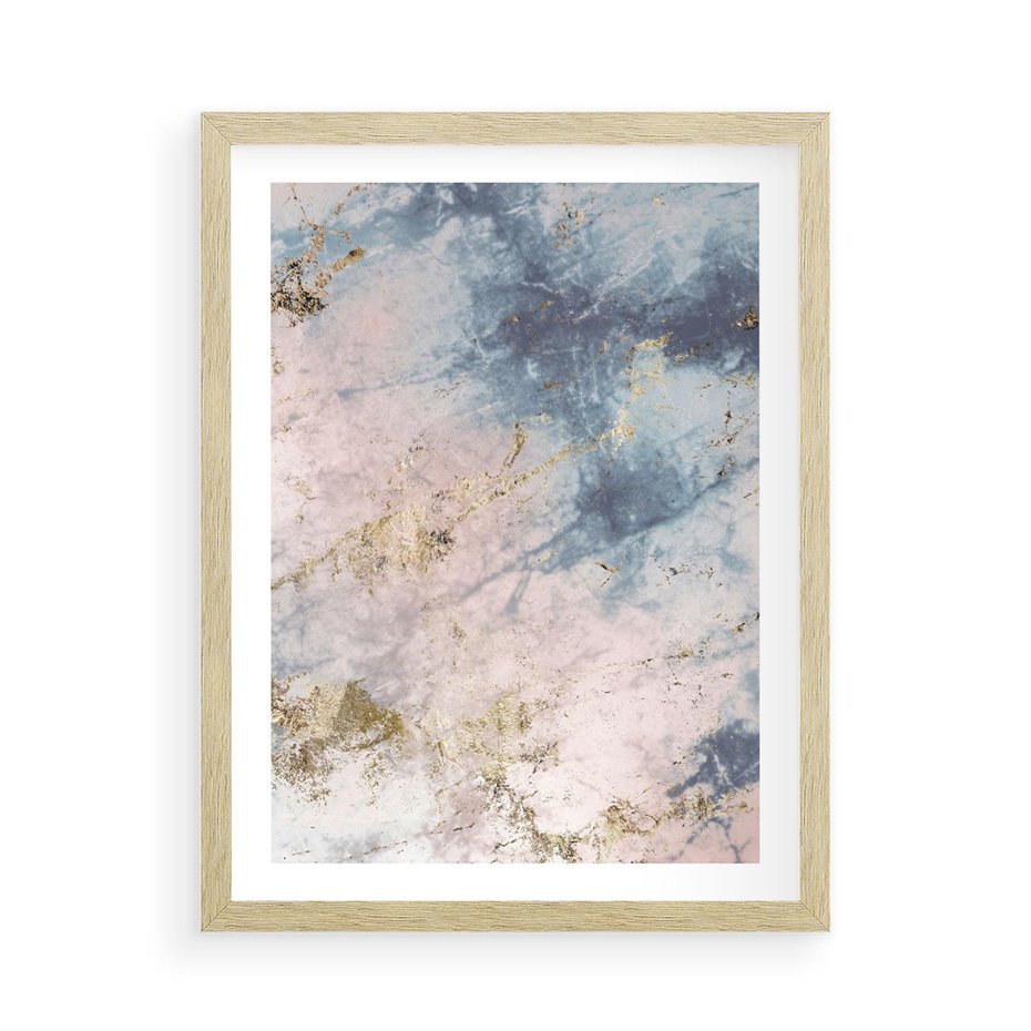 Plakat w ramie 50x70 - Luksusowa Dekoracja - marmur, złoto - rama drewno