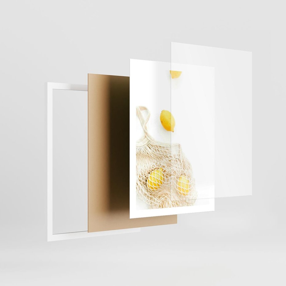 Plakat w ramie 50x70 - Cytrynowa Siatka - cytryny, materiałowa siatka - rama biała