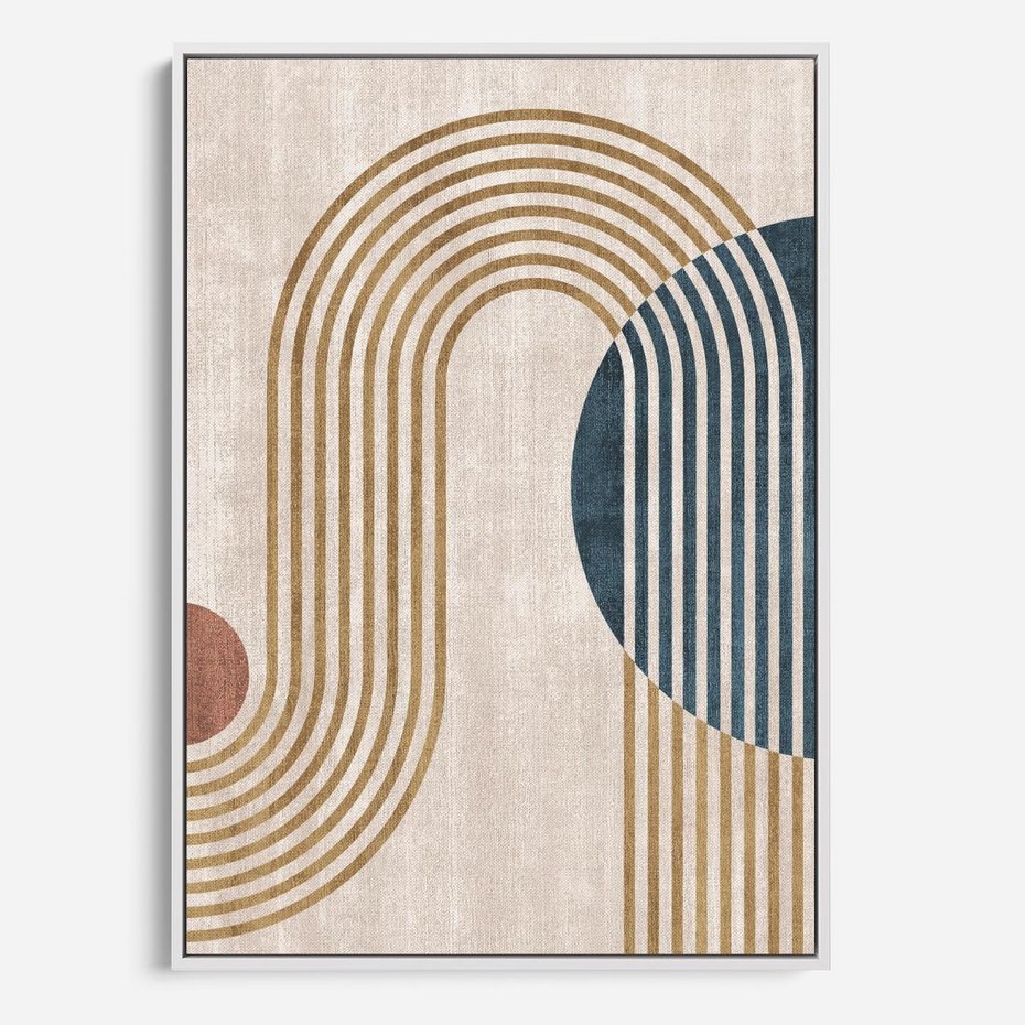 Obraz w ramie 70x100 - Melodia ukrytych snów - retro grafika, styl mid-century - rama biała