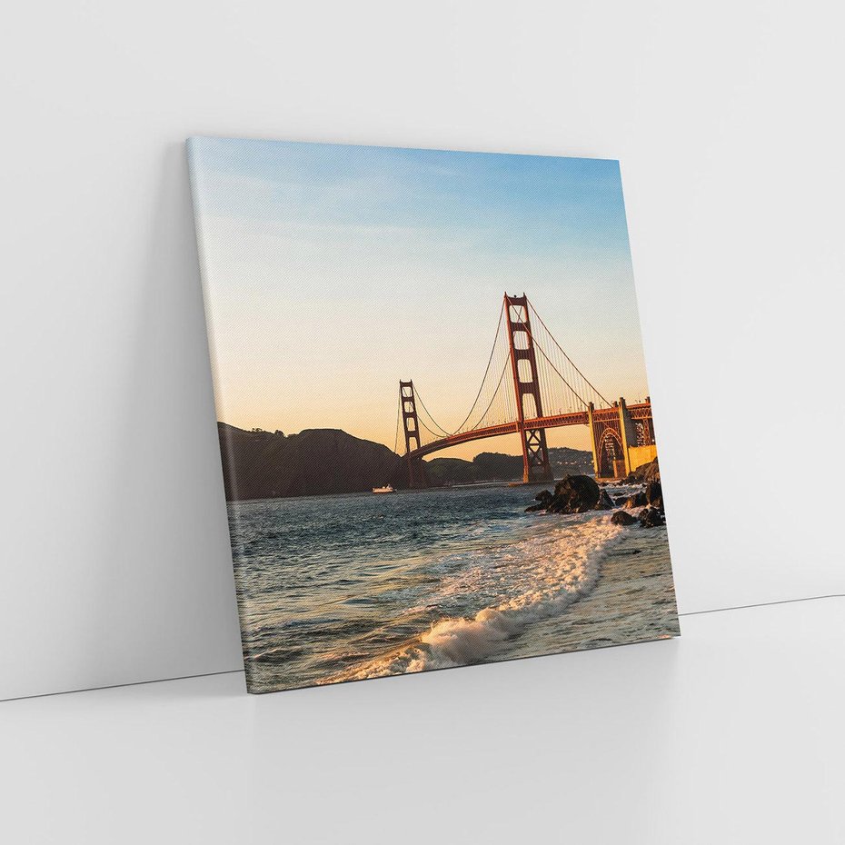 Obraz na płótnie 30x30 - Statek na morzu - Golden Gate, most