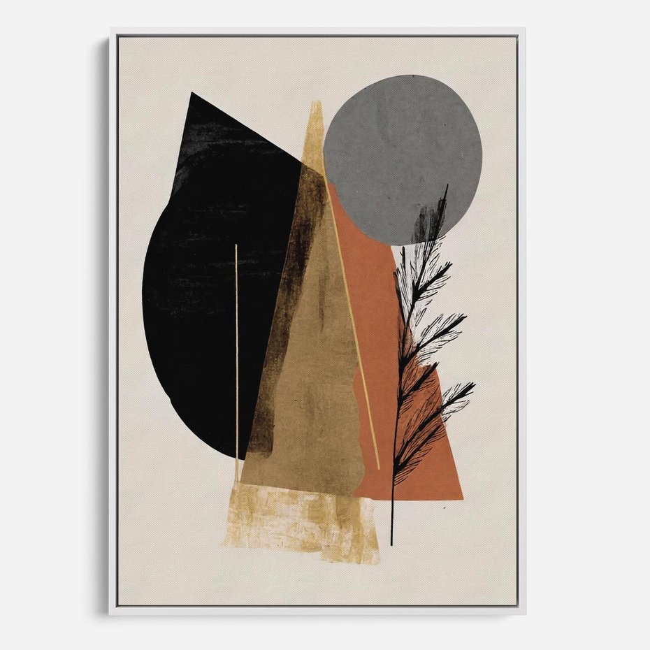 Obraz w ramie 80x120 - Wibracje Barw Ziemi - abstrakcyjny obraz, dziwne formy - rama biała