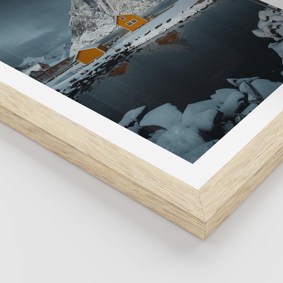 Plakat w ramie 50x70 - Minimalizm i Urok Natury - skandynawskie, domki - rama drewno