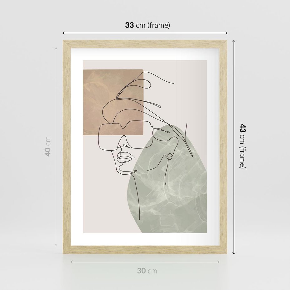 Plakat w ramie 30x40 - Geometria i Szkic - nowoczesny obraz, grafika - rama drewno