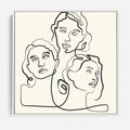 Obraz w ramie 80x80 - Trzy Kobiety - 3 kobiety, antyczny posag - rama biała