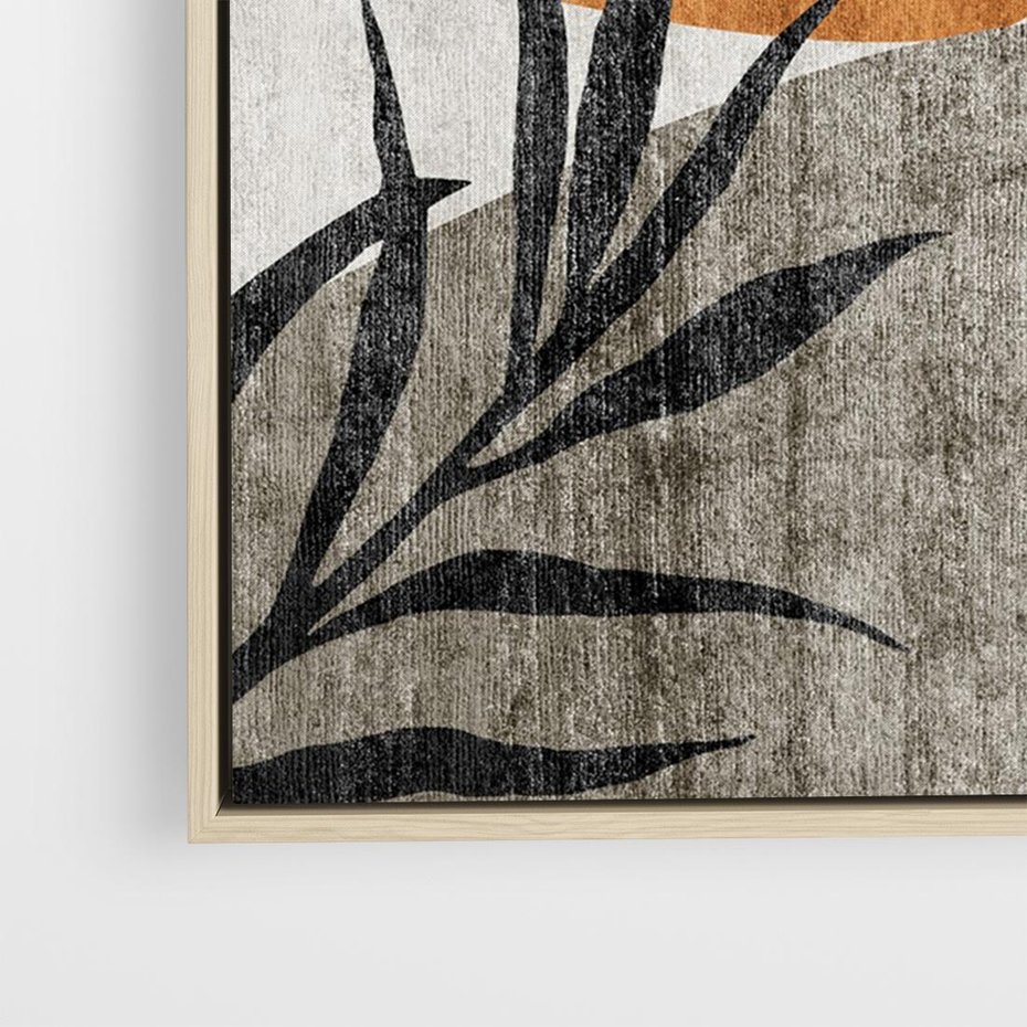 Obraz w ramie 70x50 - Oddechy ciszy i ruchu - rzut liści palmy, monstery - rama drewno