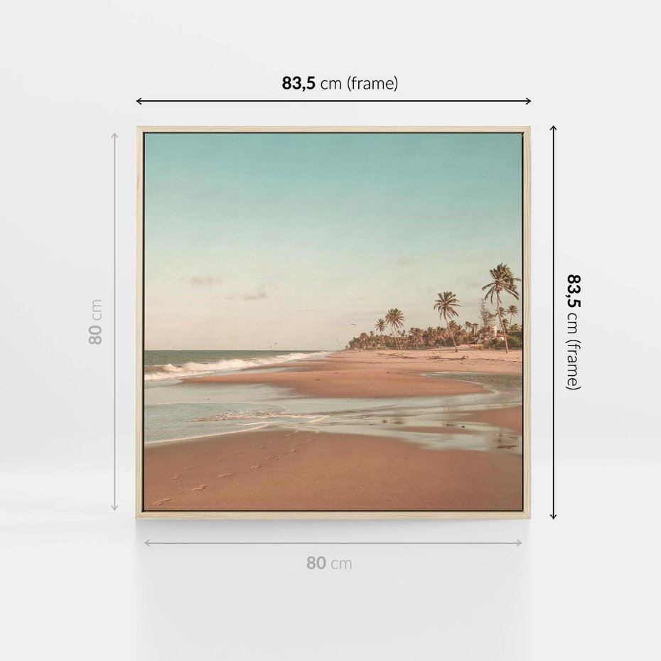 Obraz w ramie 80x80 - Ukojenie na Plaży - fotografia, rajska plaża - rama drewno