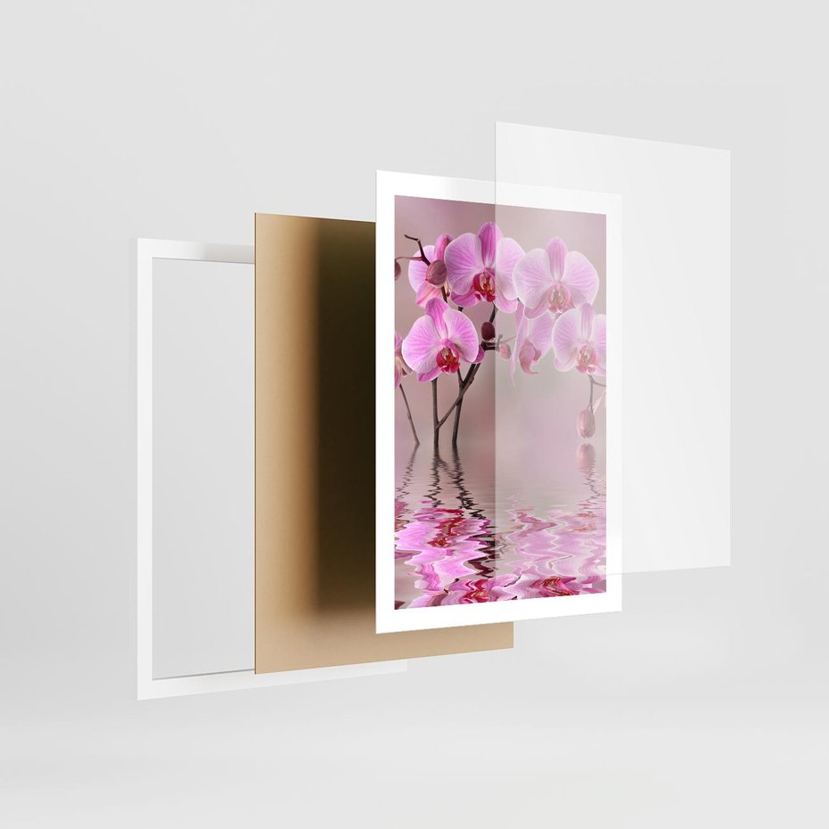 Plakat w ramie 50x70 - Relaksacyjne spa w otoczeniu storczyka - spa, storczyk - rama biała