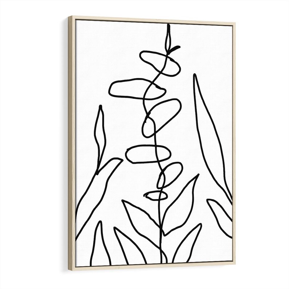 Obraz w ramie 80x120 - Liście Mocy - mroczna sztuka, minimalizm - rama drewno