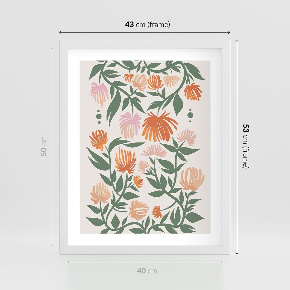 Plakat w ramie 40x50 - Kwiatowe Odbicia - kwiaty polne, plakat - rama biała