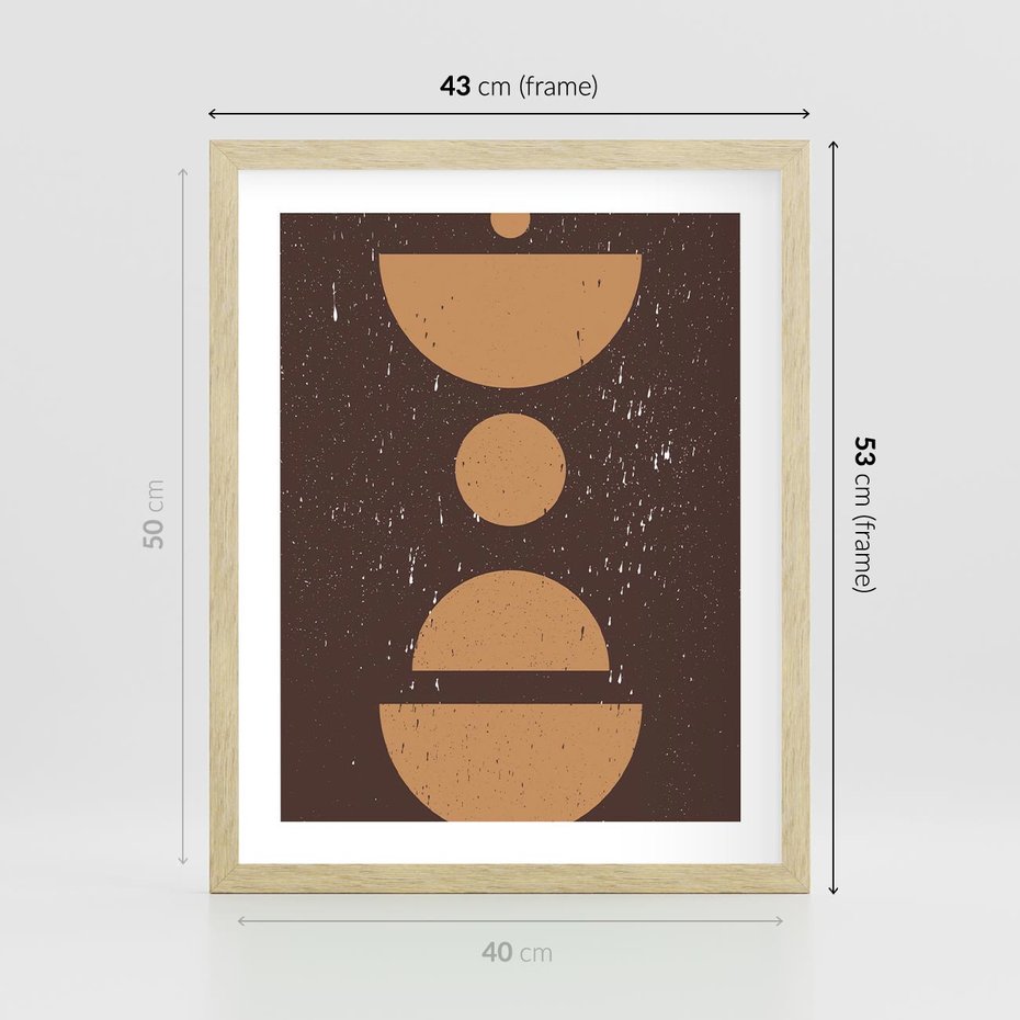 Plakat w ramie 40x50 - Impulsy Przestrzeni - mid century styl, nowoczesna grafika - rama drewno