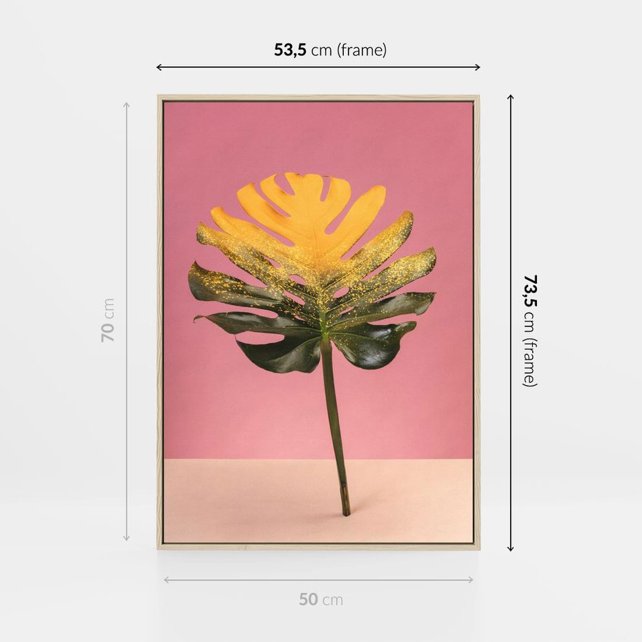 Obraz w ramie 50x70 - Majestatyczna monstera - monstera, liść - rama drewno