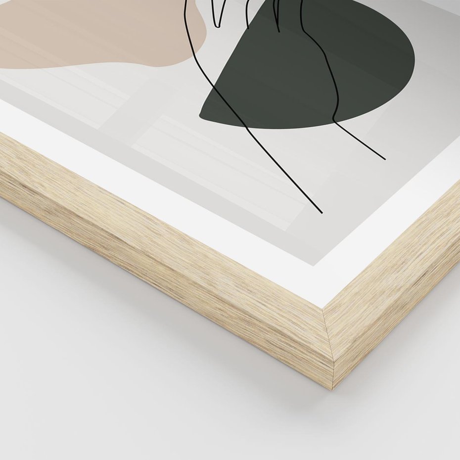 Plakat w ramie 40x50 - Rozkwitająca Opowieść - szkic jedną linią, one lone - rama drewno