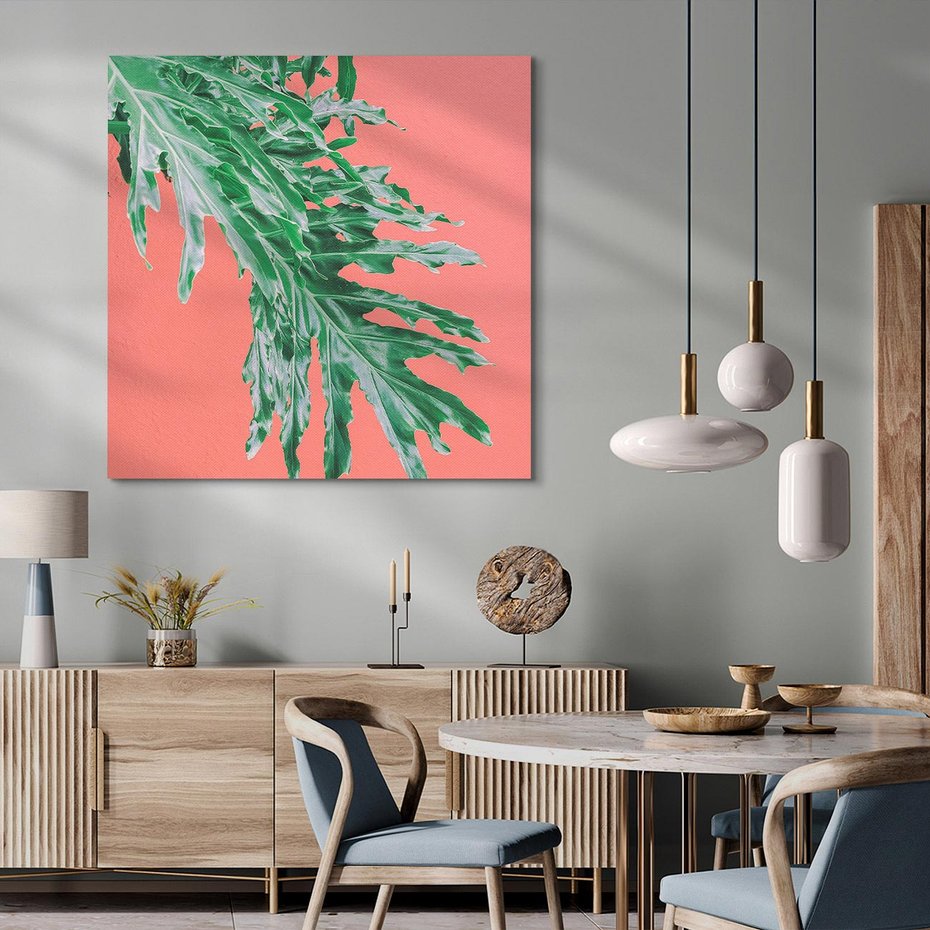 Obraz na płótnie 40x40 - Energetyczna Eksplozja Natury - liście, kolor