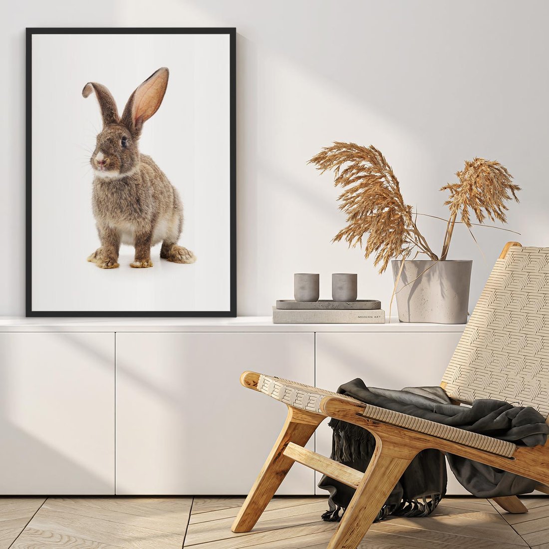 Plakat w ramie 40x50 - Delikatna Zwierzęca Uroda - królik, zwierzę - rama czarna