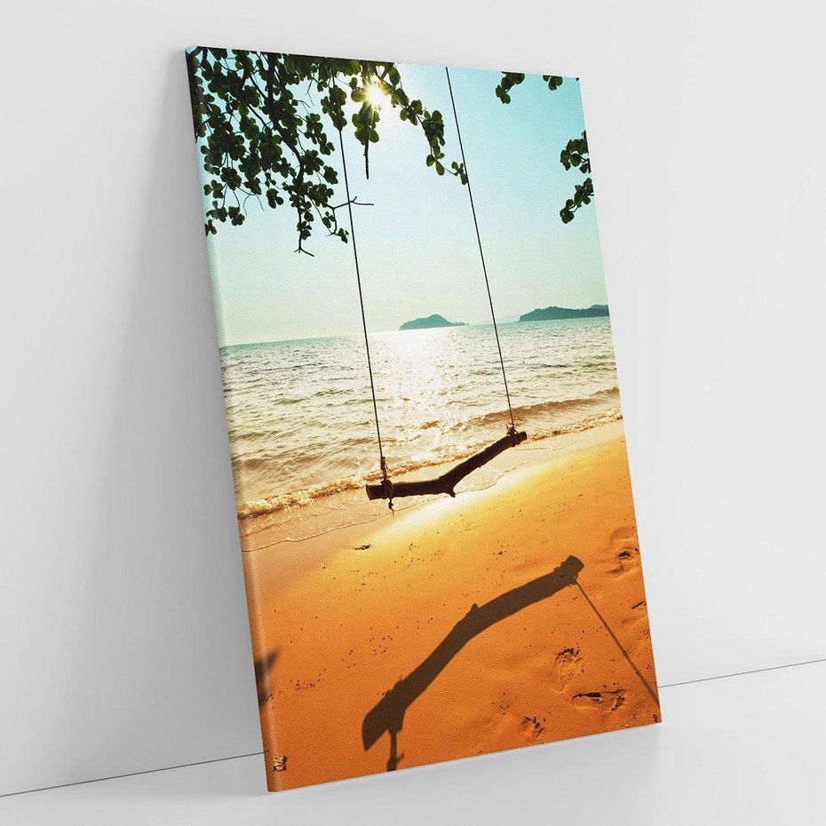 Obraz na płótnie 70x100 - Tropikalna plaża i huśtawka - plaża, tropiki