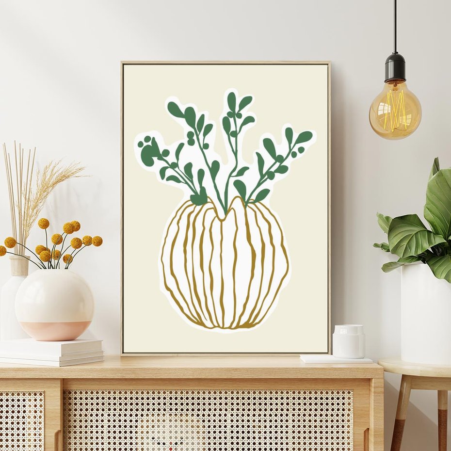 Obraz w ramie 80x120 - Przenikające Formy - abstrakcyjny plakat, kwiaty - rama drewno