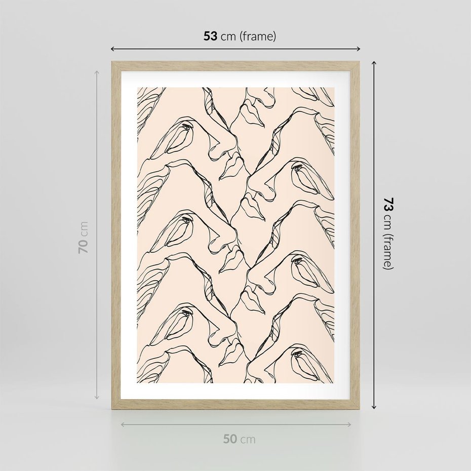 Plakat w ramie 50x70 - Grafika z Twarzami Greckiej Rzeźby - grafika, plakat - rama drewno