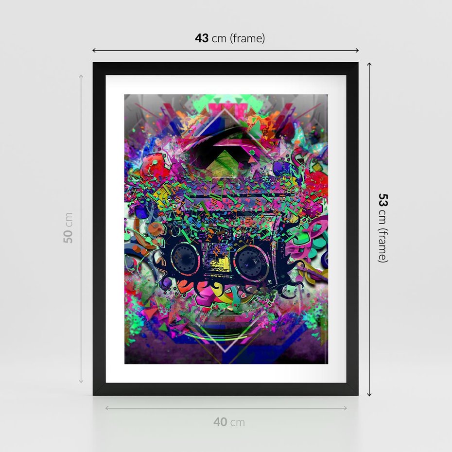 Plakat w ramie 40x50 - Harmonia Muzyki - grafika, muzyka - rama czarna