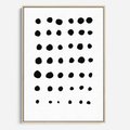Obraz w ramie 80x120 - Refleksje Światła - minimalistyczna kompozycja, czarne kropkina białym tle - rama drewno