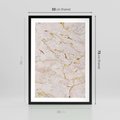 Plakat w ramie 50x70 - Beżowy Marmur i Złoto - marmur, beżowy marmur - rama czarna