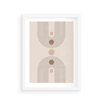 Plakat w ramie 30x40 - Zgeometryzowane Wizje - boho plakat, minimalizm - rama biała
