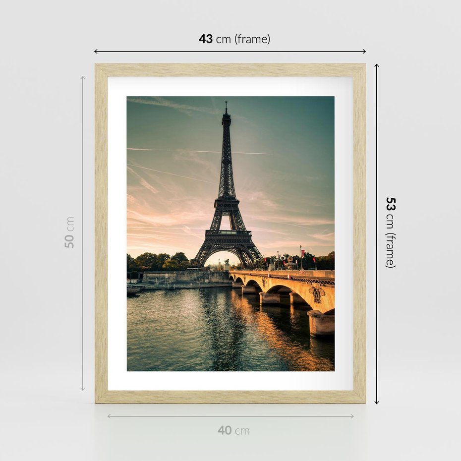 Plakat w ramie 40x50 - Paryski Szczyt - Paryż, wieża - rama drewno