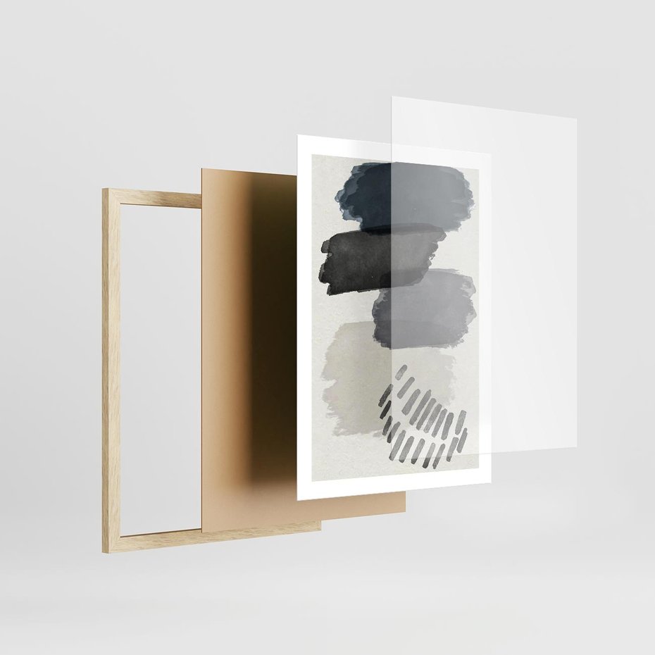 Plakat w ramie 50x70 - W Stylu Akwareli - nowoczesny plakat, abstrakcja - rama drewno