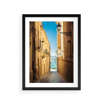 Plakat w ramie 40x50 - Perspektywa magicznej uliczki - uliczka, perspektywa - rama czarna
