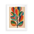 Plakat w ramie 40x50 - Wnętrza Kształtów - abstrakcyjny kolorowy tęczowy obraz, inspiracje roślinne - rama biała