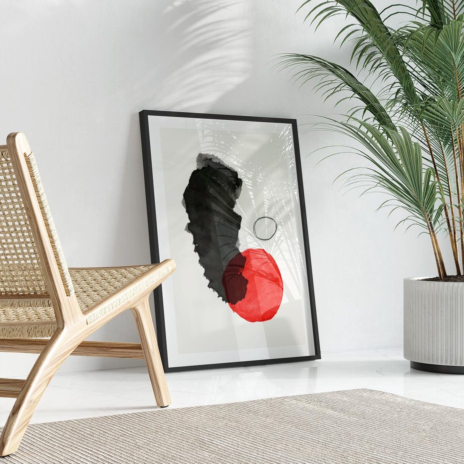 Plakat bez ramy 50x70 - Wibracje Linii - abstrakcyjne nieregularne plamy, czarny