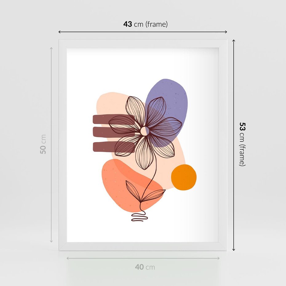 Plakat w ramie 40x50 - Migocące Odbicia Kwiatów - abstrakcyjna sztuka, plamy - rama biała