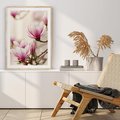 Plakat w ramie 30x40 - Urok Magnolii - magnolie, kwiaty - rama drewno