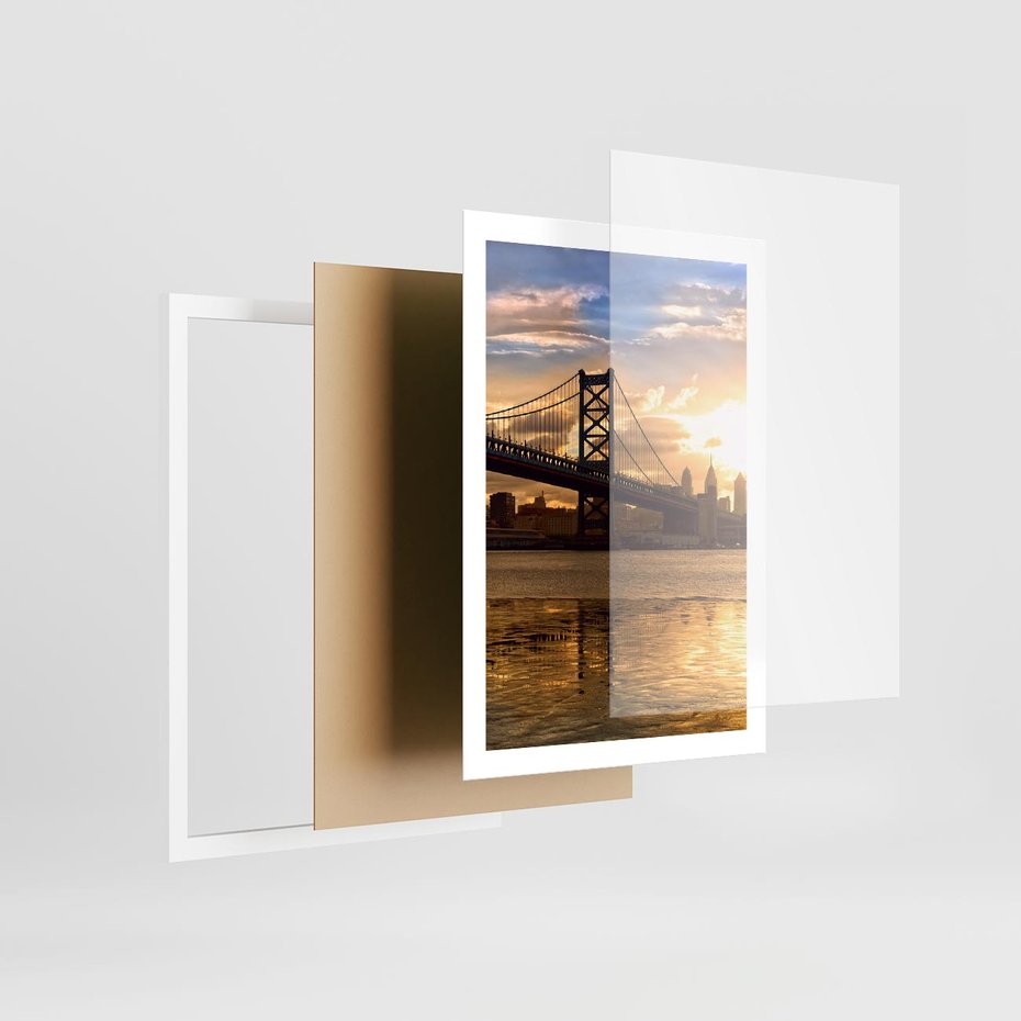 Plakat w ramie 50x70 - Most w mieście - most, miasto - rama biała