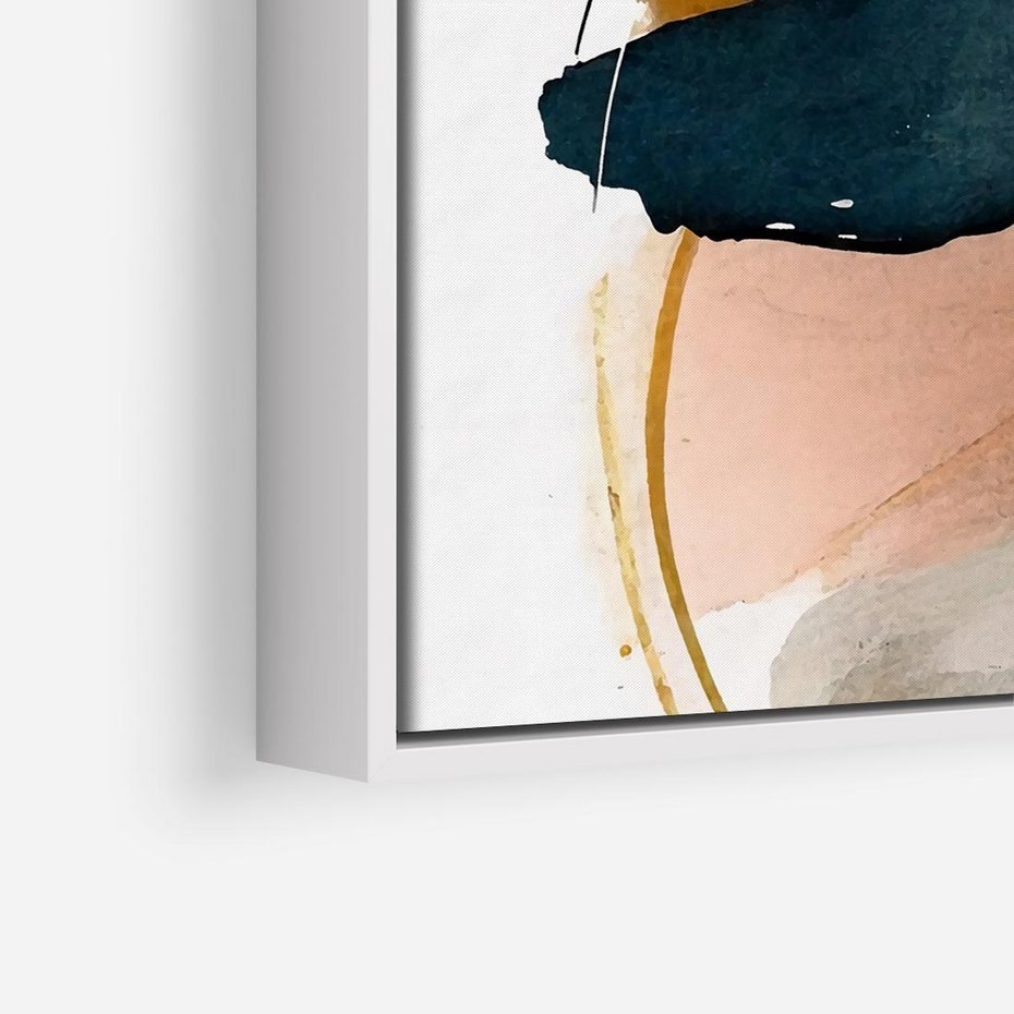 Obraz w ramie 80x80 - Migocące Impresje Przestrzeni - abstrakcyjny obraz, kolory ciepłe - rama biała