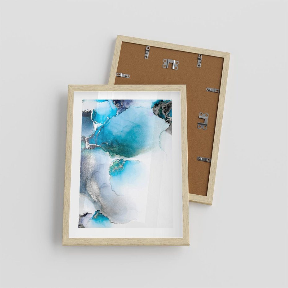 Plakat w ramie 30x40 - Marmur złotą akwarelą - marmur, akwarela - rama drewno