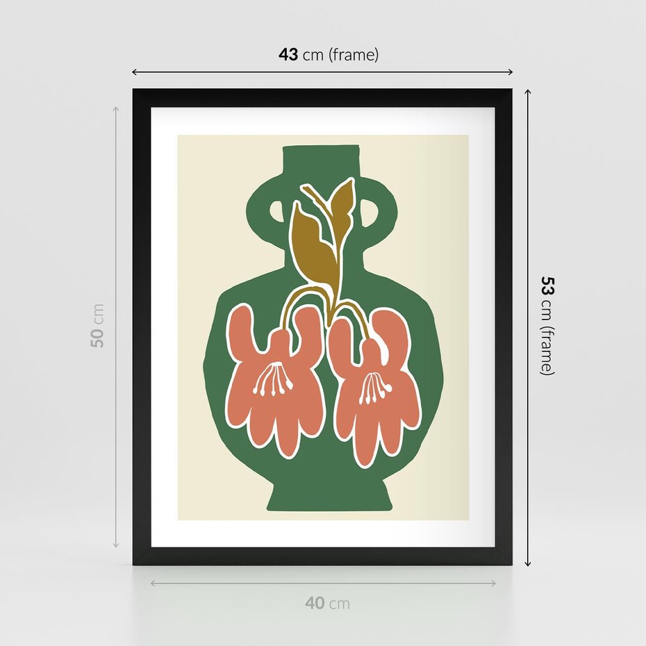 Plakat w ramie 40x50 - Kreatywne Impulsy - boho styl, wazon - rama czarna