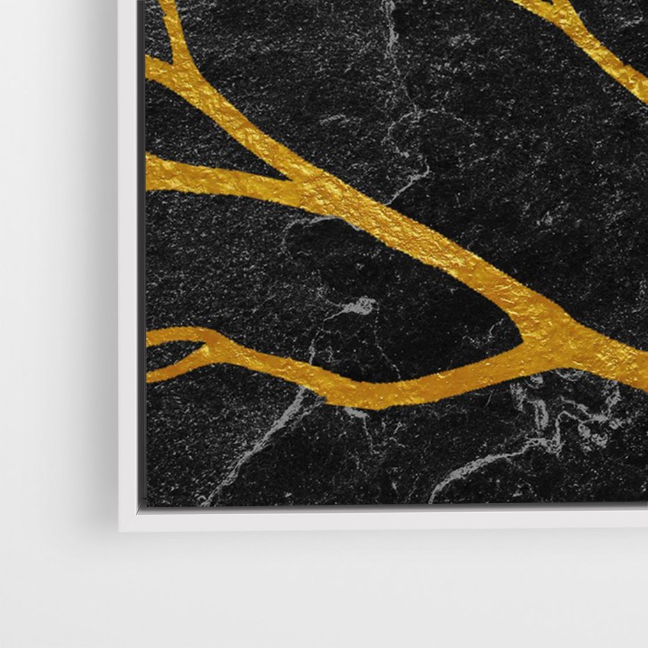 Obraz w ramie 70x100 - Marmurowe Drzewa Snu - złote gałęzie, drzewa - rama biała