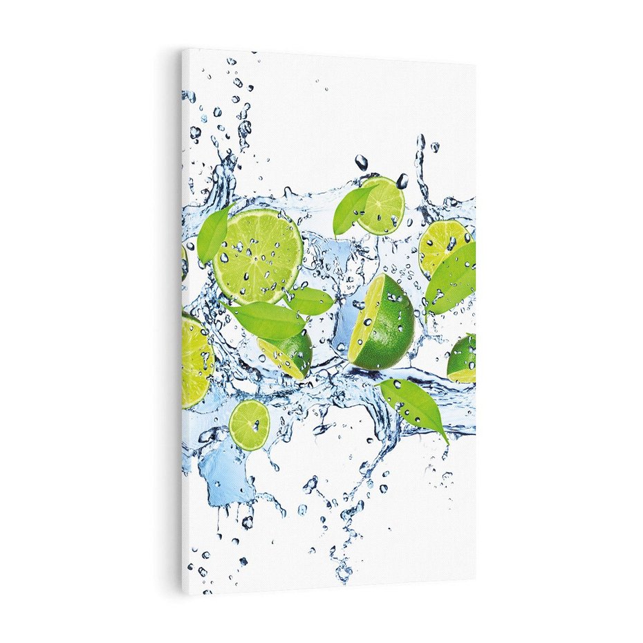 Obraz na płótnie 50x70 - Świeżość limonki i błękity wody - limonka, woda