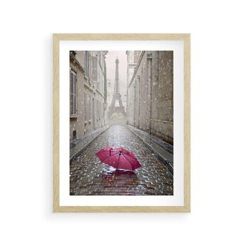 Plakat w ramie 40x50 - Francuska elegancja pod parasolem - Francja, parasol - rama drewno