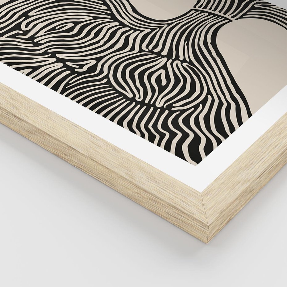 Plakat w ramie 40x50 - Harmonijne Kształty - abstrakcyjne ryciny, czarno biały - rama drewno