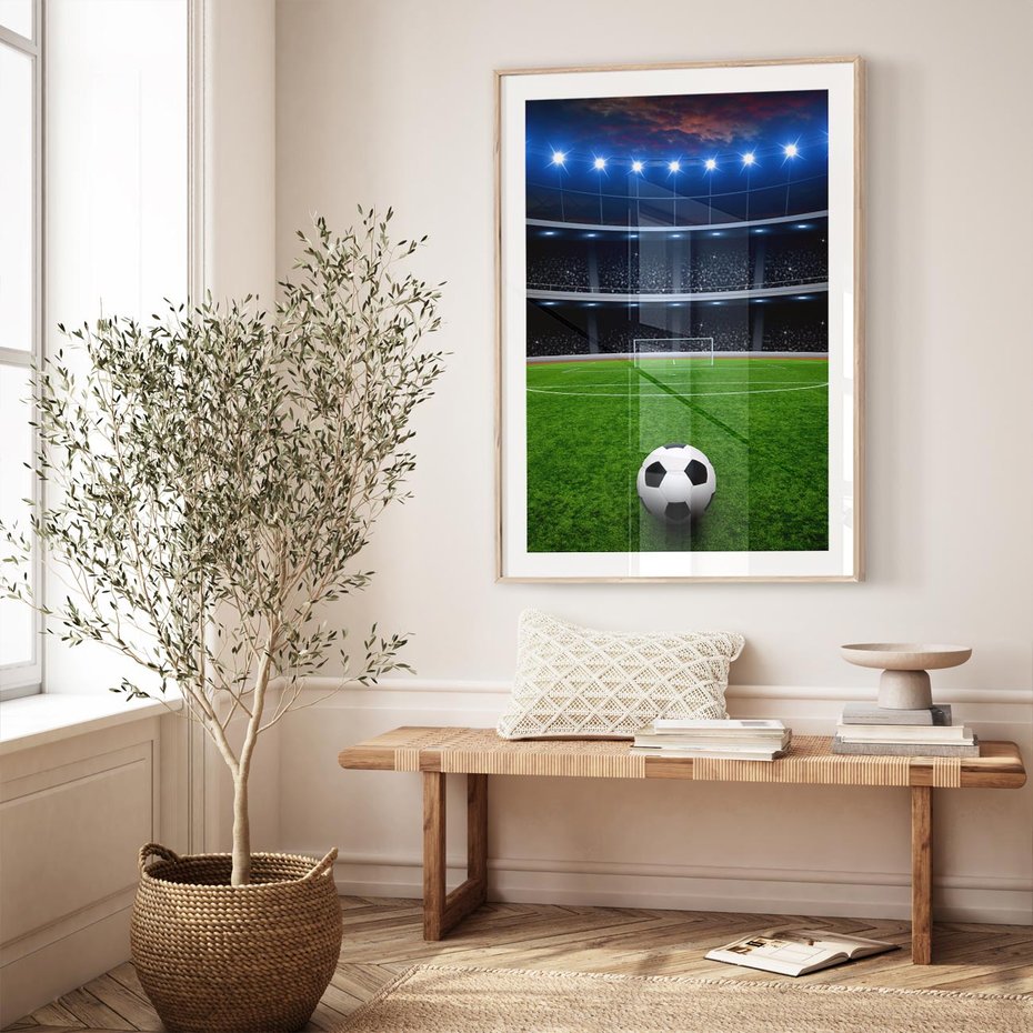 Plakat w ramie 30x40 - Piłka nożna - gol! - piłka nożna, gol - rama drewno