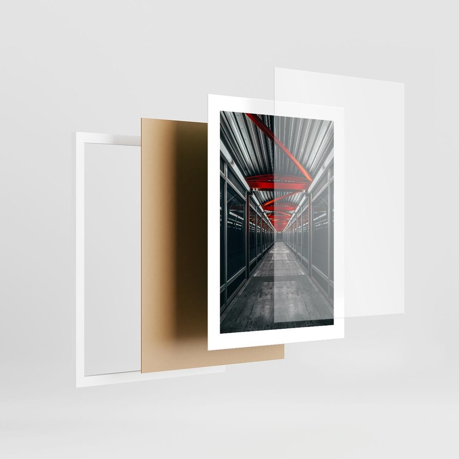 Plakat w ramie 30x40 - Nieskończoność Przestrzeni - korytarz, perspektywa - rama biała